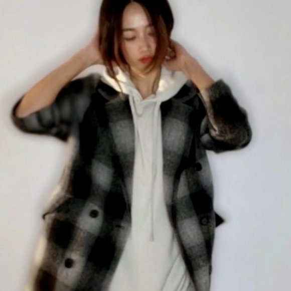 ZARA Women New PLAID CHECK DOUBLE BREASTED MANTECO 100% WOOL COAT Gray ALL SIZES - Picture 8 of 16